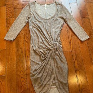 Tan Asymmetrical Hem Dress - S- Necessary Clothing